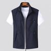 Men Waistcoat Stand Collar Sleeveless Zipper Closure Solid Color Vest Coat with Pockets Outdoor Fishing Waistcoat
