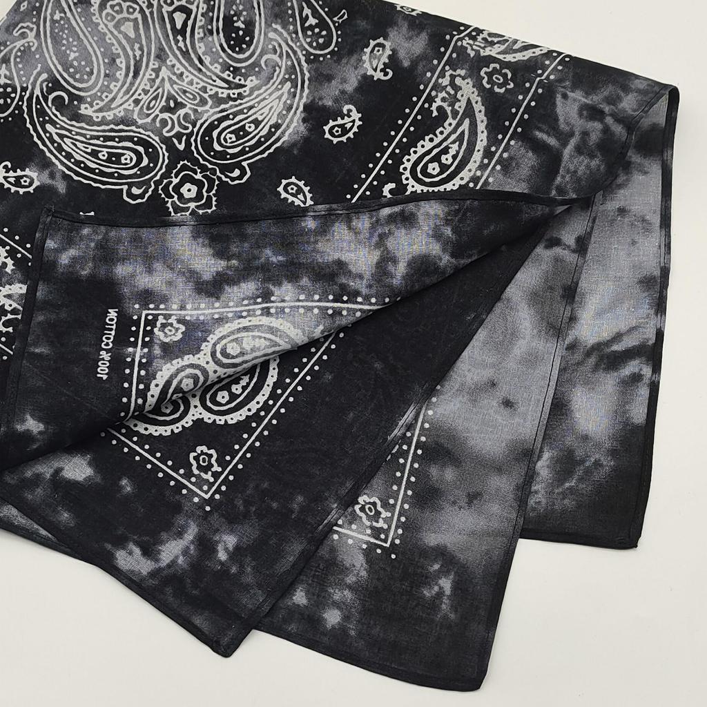 Trifong Paisley Bandana Black Tie-Dye Cotton 100% Adults 55cm X 55cm Black
