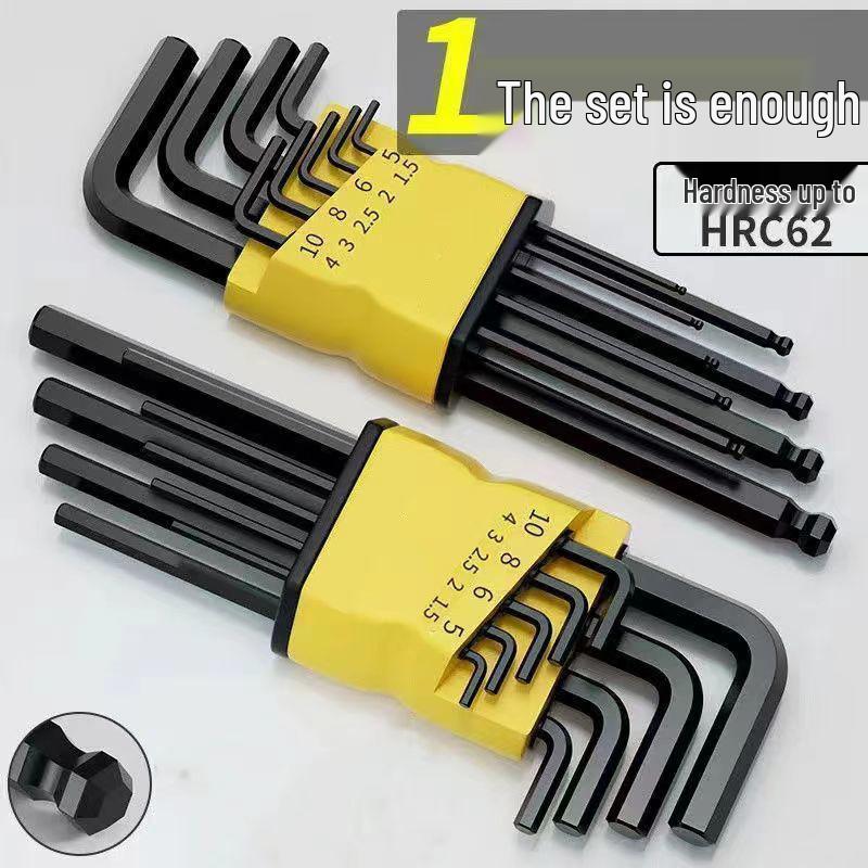 9-Piece Ball End Hex Key Set - Hexagonal 6-Point Screwdriver Wrench