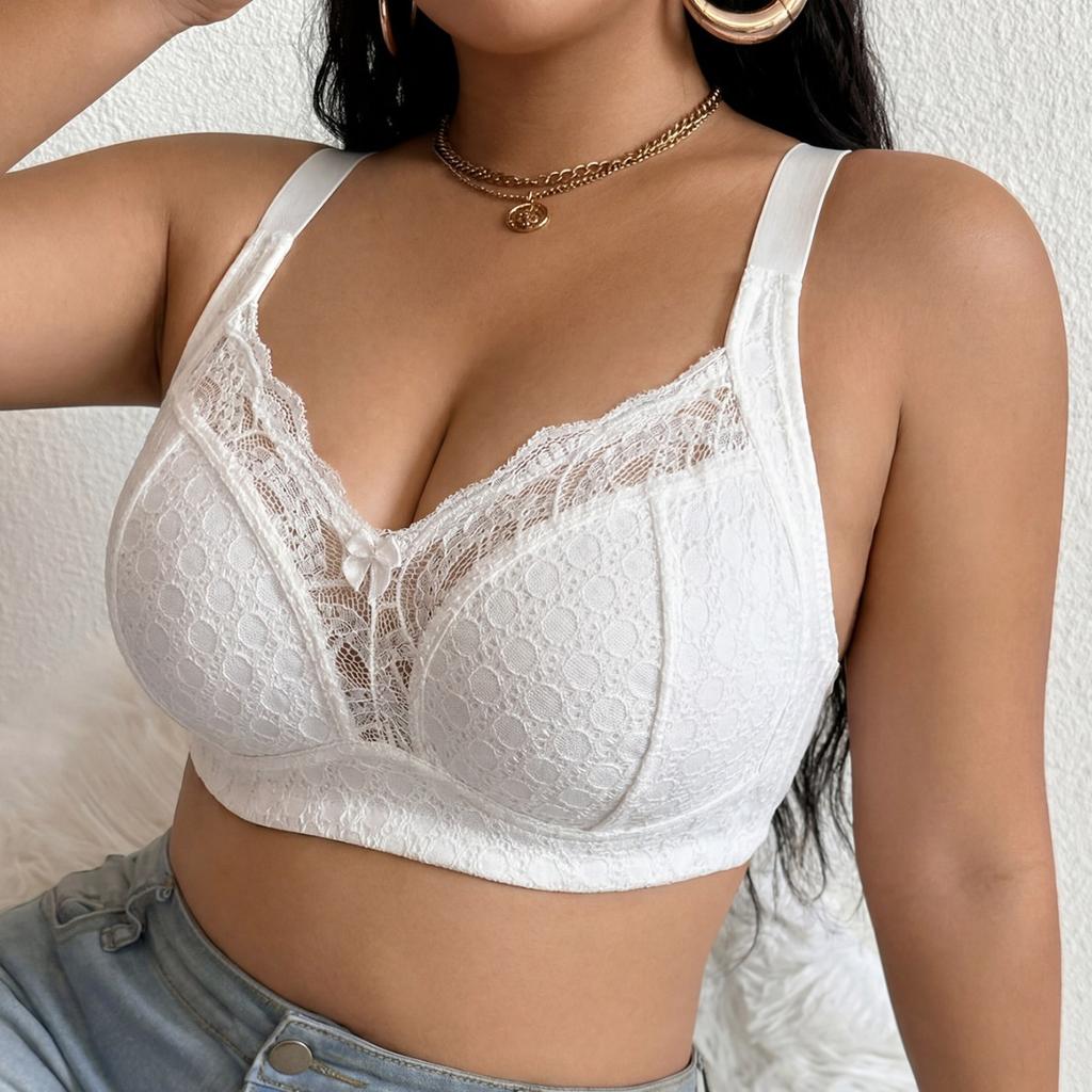 Unterwäsche Übergröße Spitze Drahtloser BH Deep‑V Push‑Up Brustvergrößernd Seitenhalt Anti‑Hänge BH für Damen