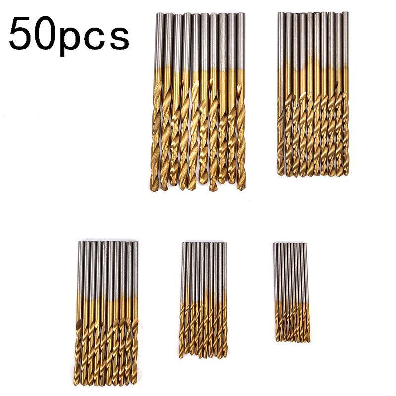 50Pc Titanium Coated Hss High Speed Steel Drill Bit Set Tool 1/1.5/2/2.5/3Mm