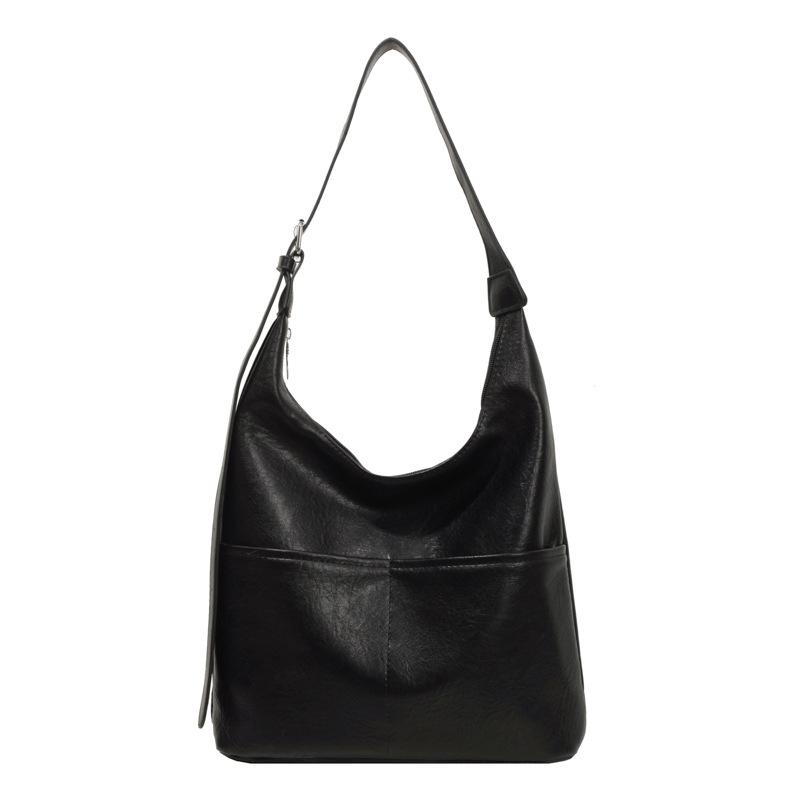 

Vintage commuter tote bucket bag women s 2026 spring new large-capacity casual shoulder messenger bag 30*9*25 чёрный