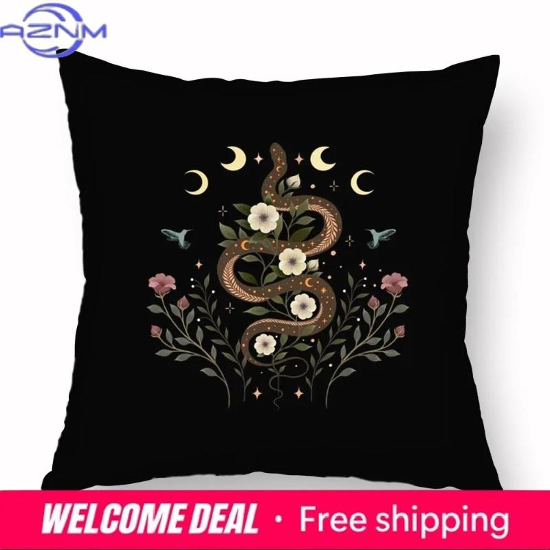 Home Decor Halloween-Themed Moon And Witch Pillowcases Pattern Cushion Cover Suitable For Sofa Bedroom Car Pillow Cover