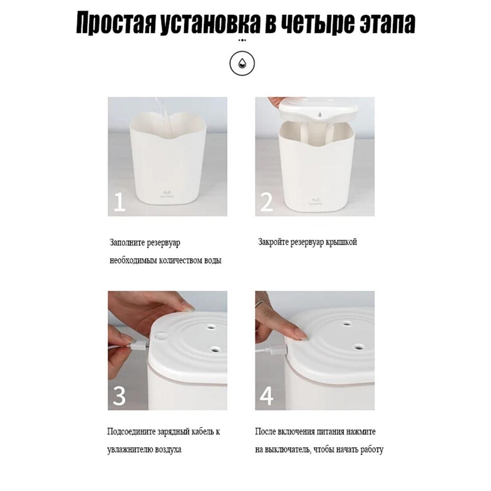 2.2L Large Capacity USB Air Humidifier Double Spray Port Humidifier Cool Mist Maker