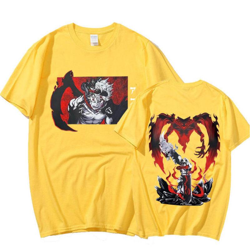 Japansk Anime Black Clover T-shirt Asta Dubbelsidig grafisk T-shirt Harajuku Summer Casual Cotton Oversized T-shirts Par