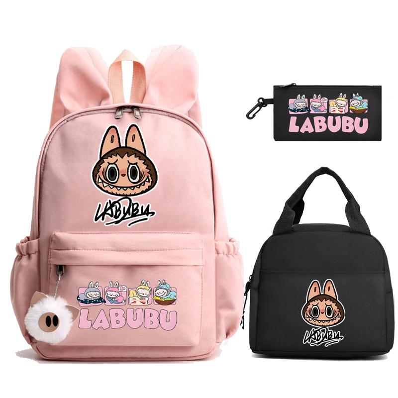 3Pcs/set Cute Printed Backpack Lunch Bag Pencil Case Children Girl Boy Mokoko Student Schoolbag Zimomo Kid Gift Mochila