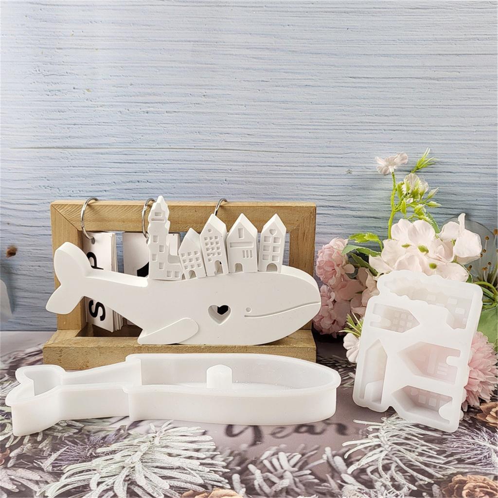 Silicone Whale House Display Ornament Mold Creative Whale House Decor Mold For DIY Crafting And Home Decoration Projects