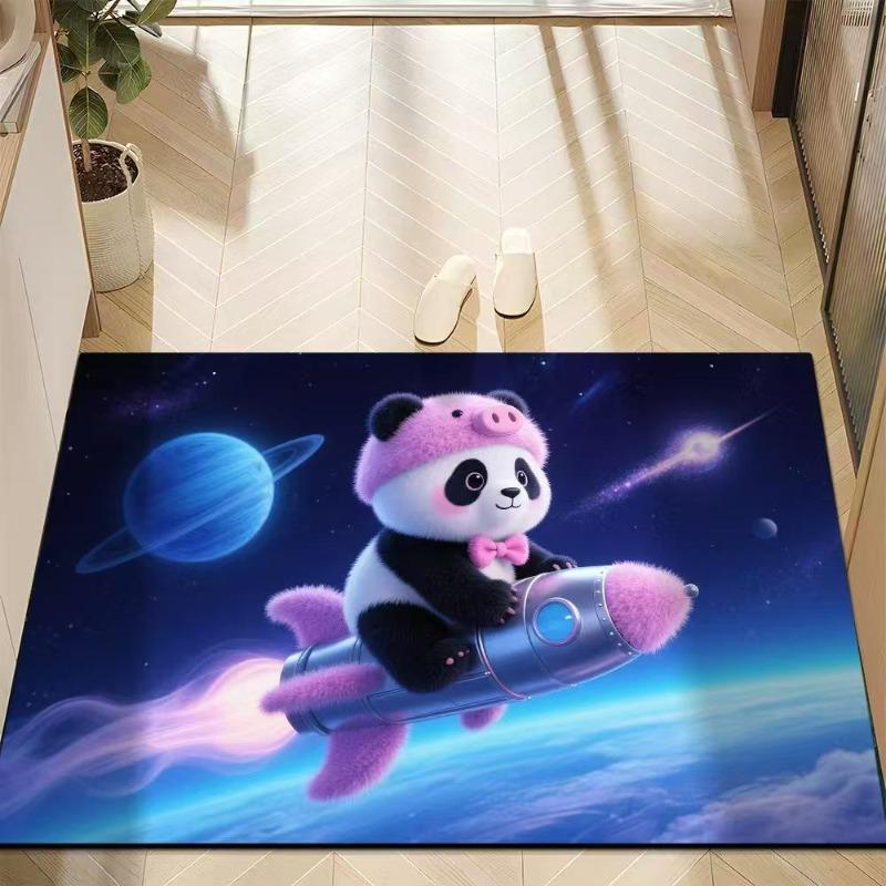 Cute Panda Diatomite Bath Mat - Super Absorbent Fast Dry Door Mat Anti-Slip Waterproof Floor Mat for Bathroom Kitchen Laundry Room