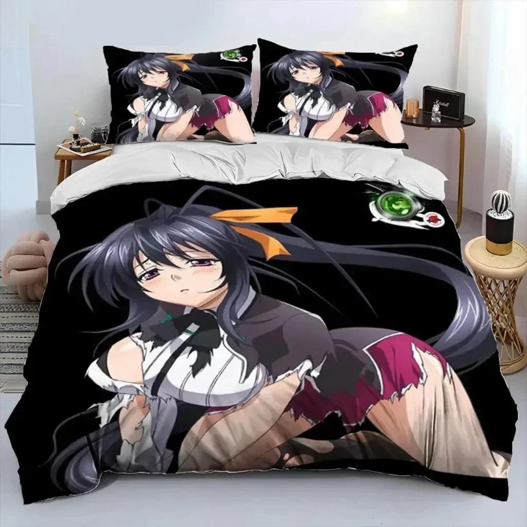 Anime High School DxD Sexy Rias Ložní souprava Chlapci Dívky Twin Queen Size Povlak na přikrývku Povlak na polštář Postel Děti Dospělí Domácí textil