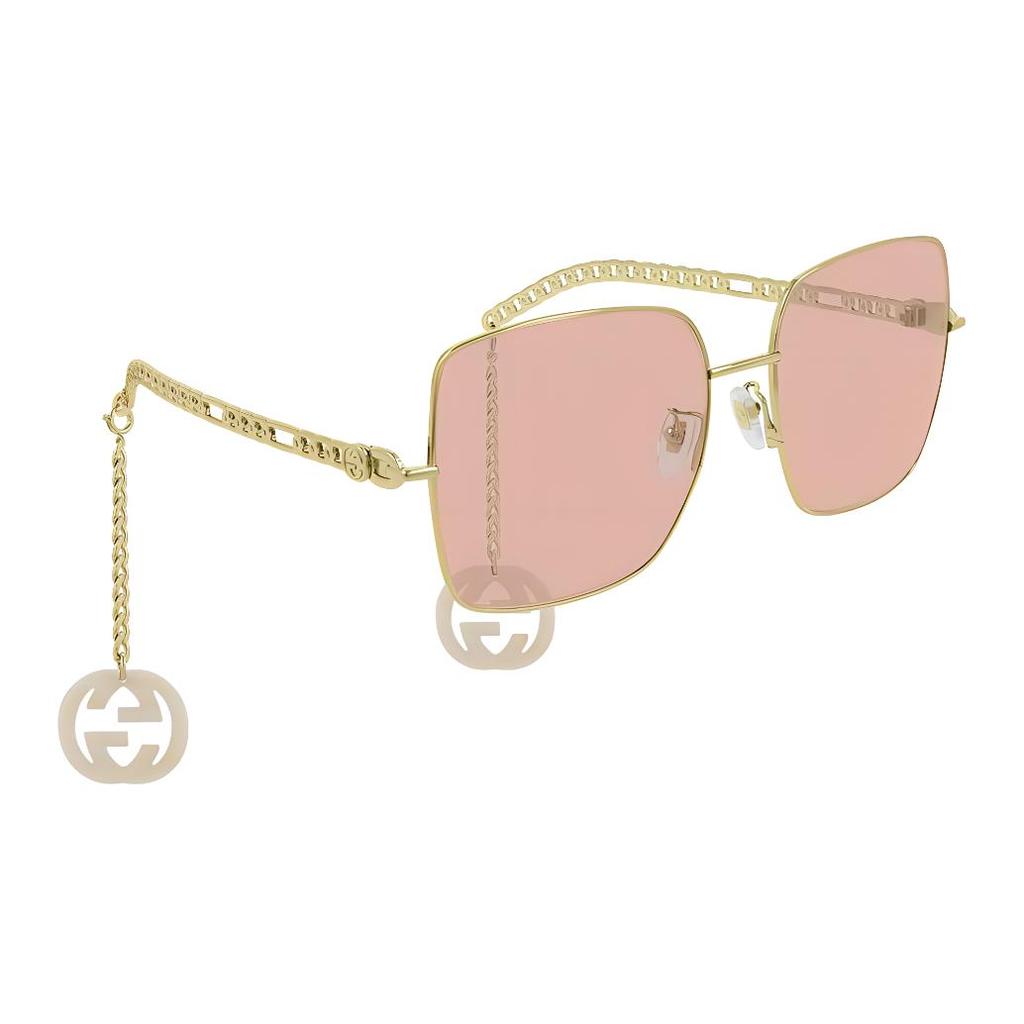 Gucci Double G Pendant Metal Square Sunglasses Women's