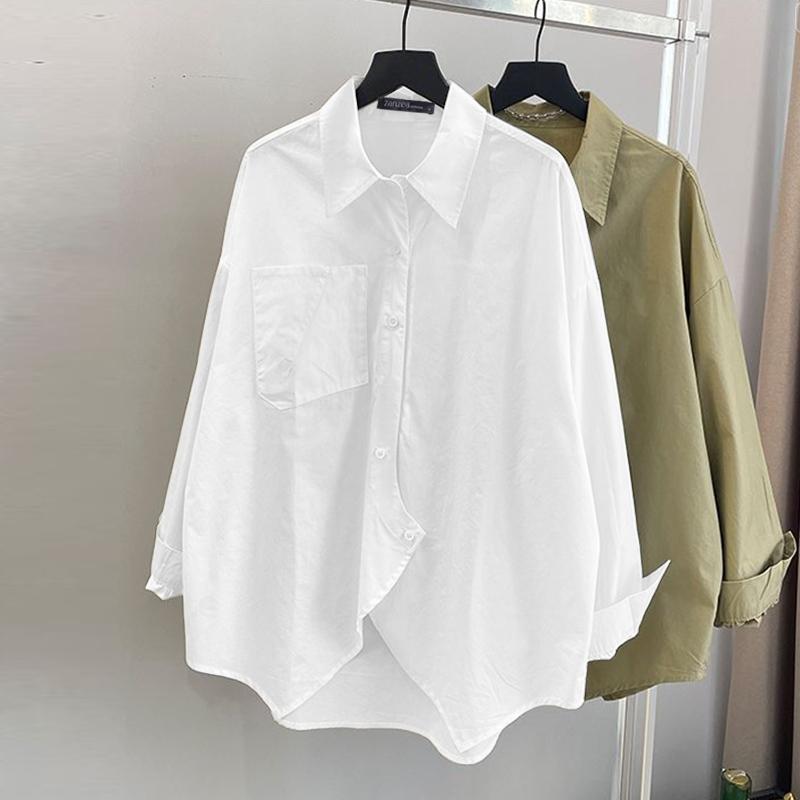 ZANZEA Women Turn Down Collar Loose Long Sleeve Clasic Blouse