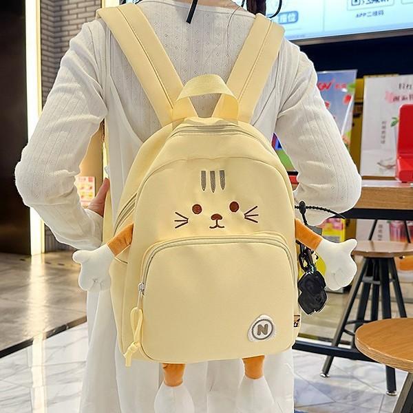 Schoolbag cute cartoon kitten double shoulder schoolbag girl college style sweet schoolbag large capacity versatile student backpack