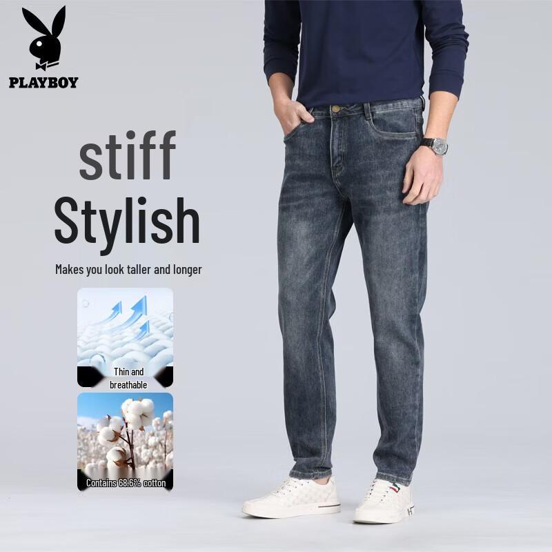 PLAYBOY Men s Relaxed Straight Fit Stretch Denim Jeans 38