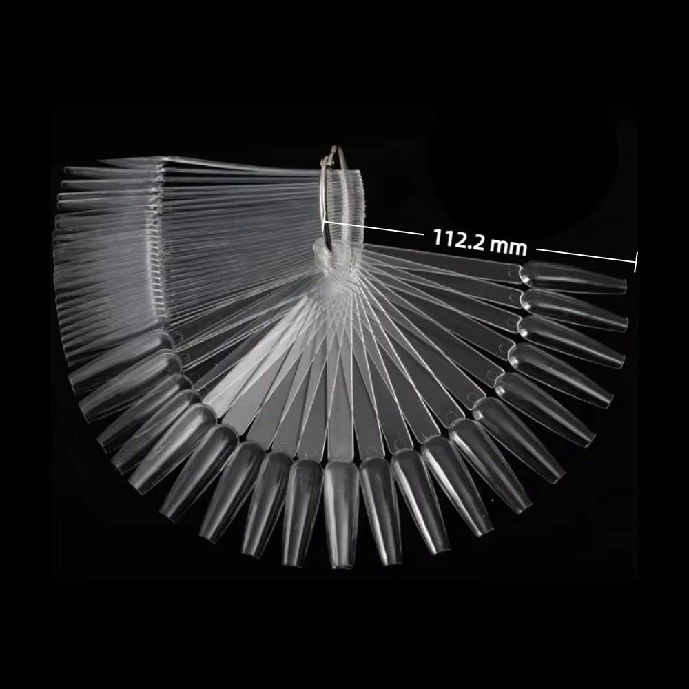 50pcs Fan-Shaped Nail Practice Display Tips Clear Nail Display Sticks Display Board