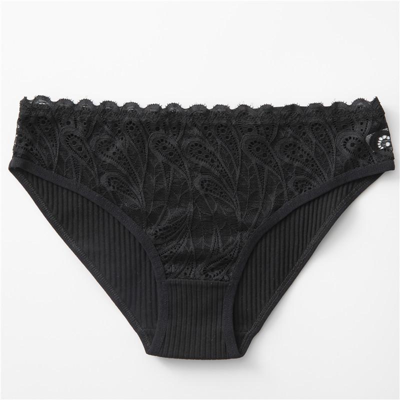 Unterwäsche für Damen, reine Baumwolle, niedrige Taille, sexy Spitzen-Slip, bestickt, atmungsaktiv, nahtlos, dreieckiges Höschen