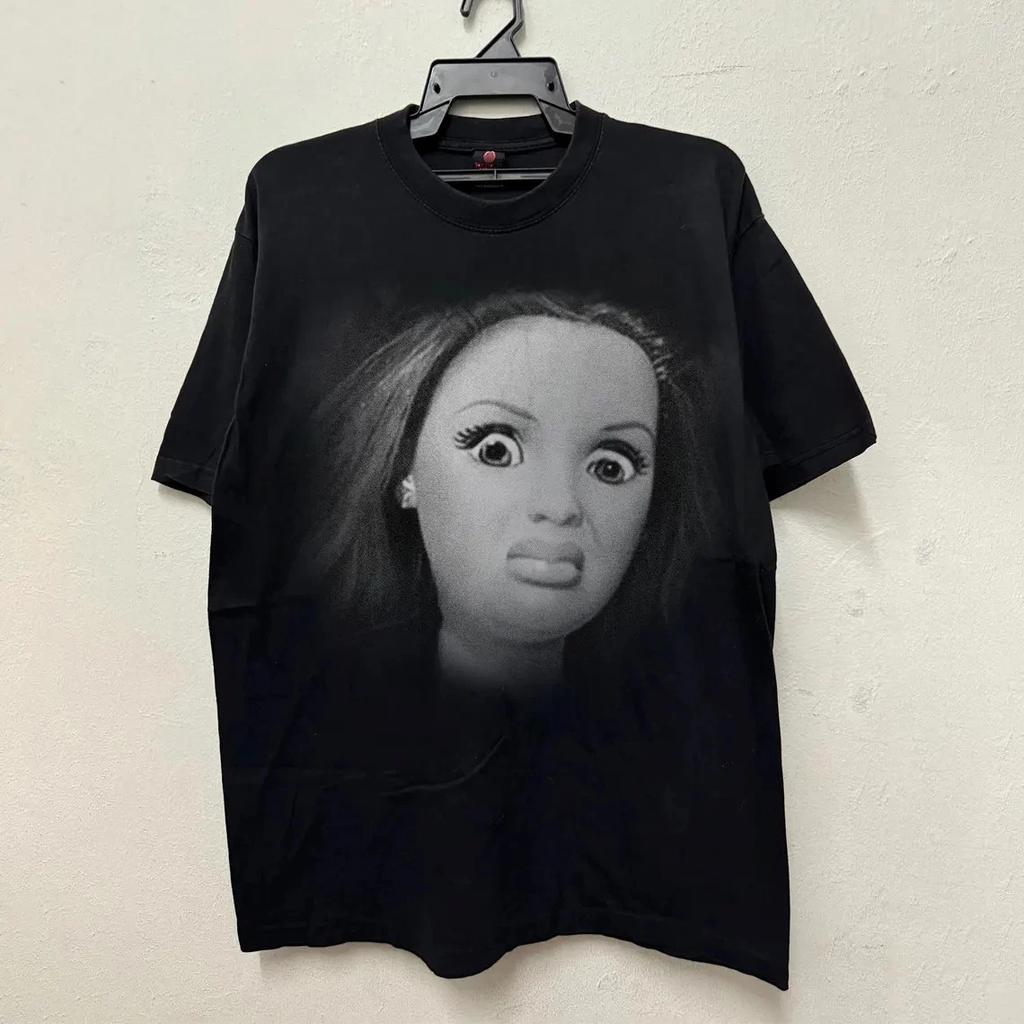 Vintage 90s Doll Face Meme Graphic T- Shirt, Trendy Sarcastic Tee