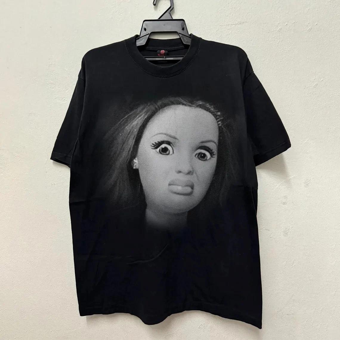 Vintage 90s Doll Face Meme Graphic T- Shirt, Trendy Sarcastic Tee 4XL