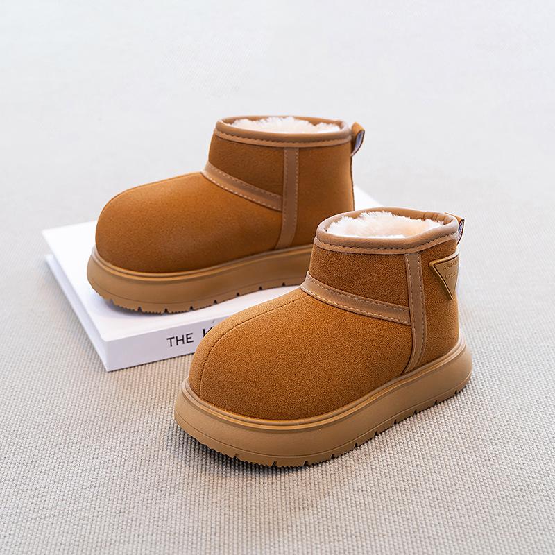Girls shoes snow boots 2025 winter new boys cotton shoes velvet children's shoes waterproof baby boots winter