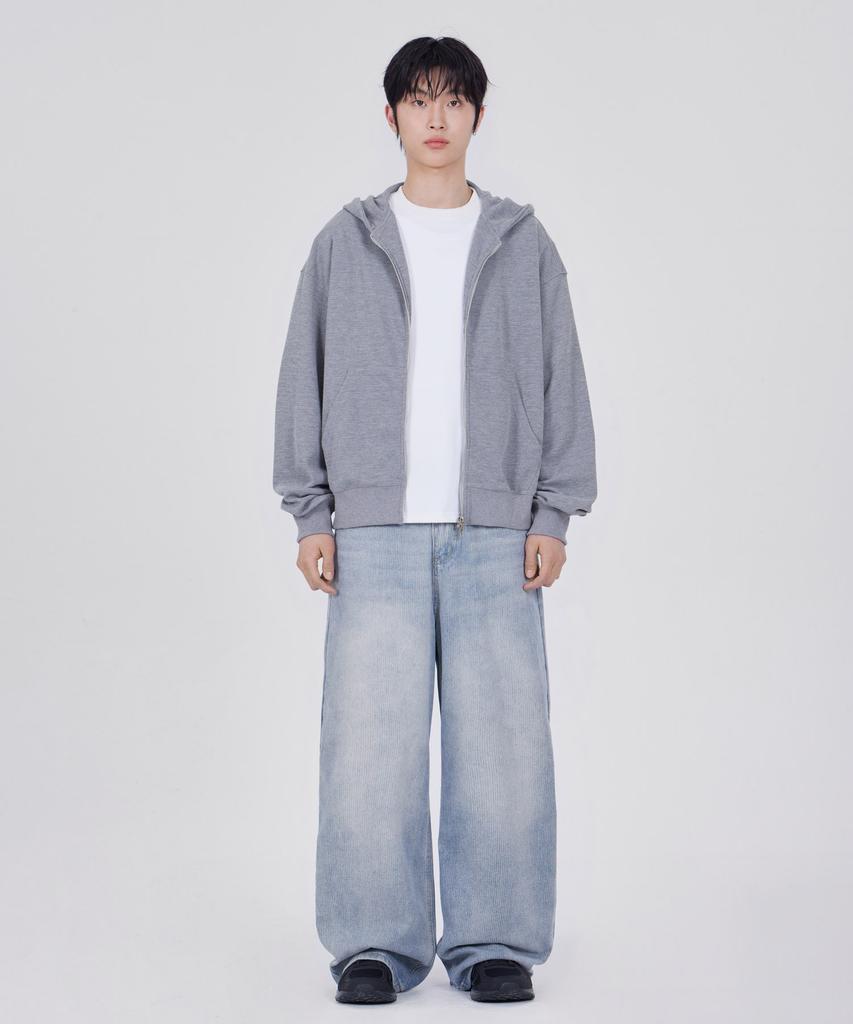 Glw Waffle Crop Zip-Up Hoodie Knit Gray