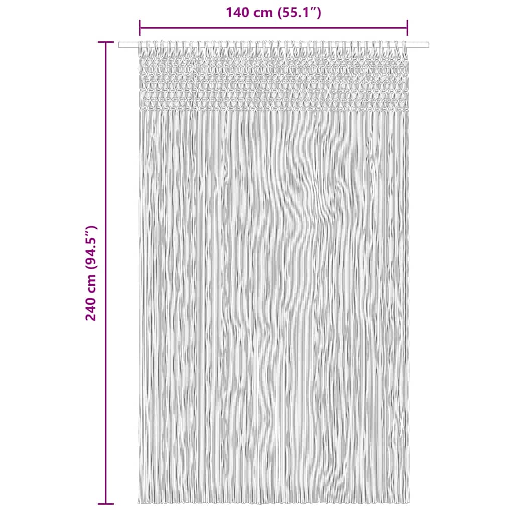 Macrame Curtain Blue 140 x 240 cm Cotton