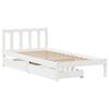 VidaXL Bed Frame with Drawers White 75x190 Cm Solid Pine Wood, Slatted Base, Single Bed Frame, Wooden Bed Frame 3301460