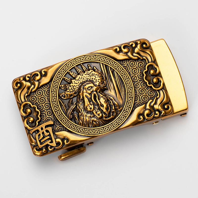 Zodiac Herren Automatik Gürtelschnalle Personalisiert Retro Kupfer 40cm Automatische Zinklegierung Gürtelschnalle