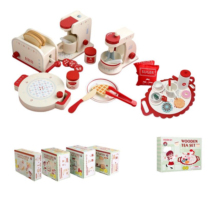 Wood Simulation Tea Set Pretend Play Kitchen Role Play Educational Toy For Kindergarten Children's Kitchen Role Play Set