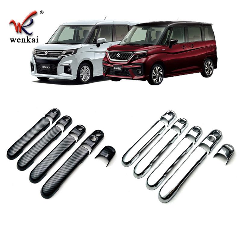 For Suzuki Solio/Solio Bandit    ABS Carbonfiber Chrome Car Door Handle Door Bowl Cap Cover Sticker Car Accessories