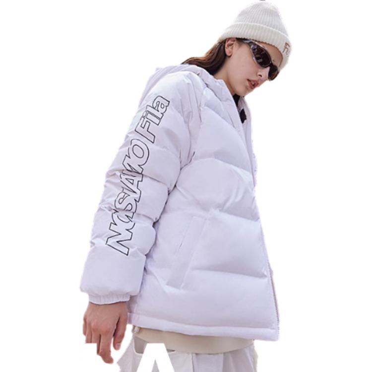 FILA Fusion Fashion Simple Zipper Windproof Warm Short Down Jacket Unisex jackets White T11U346901F-WT