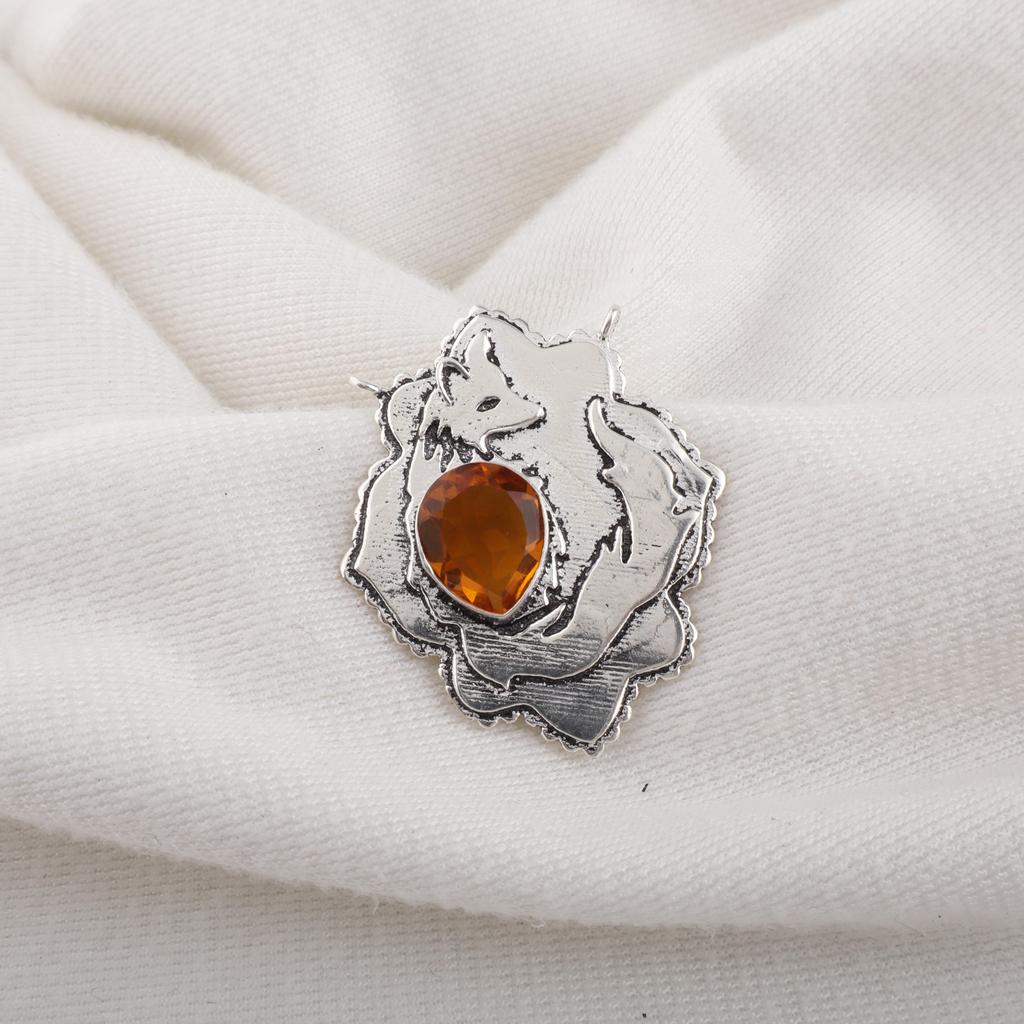 Citrine Gemstone Jewelry, 925 Solid Sterling Silver Pendant, Handmade Gorgeous Silver Pendant, Protecting Jewelry For Mother