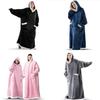 150cm Super Long Flannel Blanket Pyjamas with Sleeves Winter Hoodies Sweatshirt Women Men Pullover Fleece Giant Oversized Outdoo