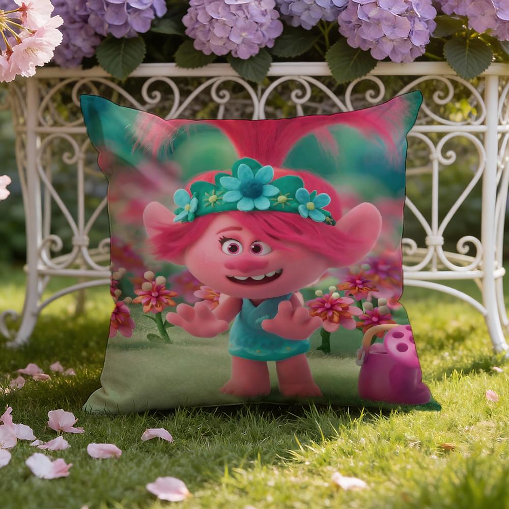 Anime T-TrollsS Cartoon Cushion Cover Home & Car Dual-Scene Pillow Cover: Reversible for Premium Comfort