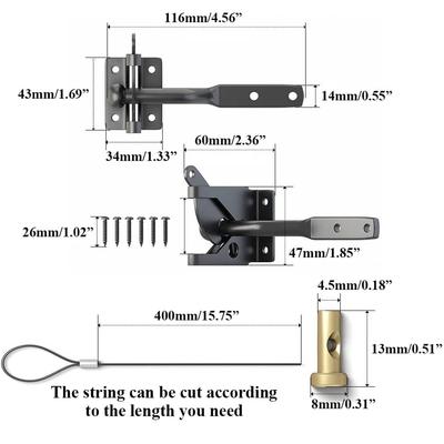Self-Locking Gate Latch Carbon Steel Post Mounted Fence Gate Latch Heavy Duty Automatic Gravity Lever Locking Fence Gate Latch