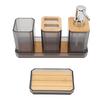 Bathroom Accessories Set Bath Ensemble Set with Toothbrush Holder Cup Lotion Bottles Soap Dish Tray