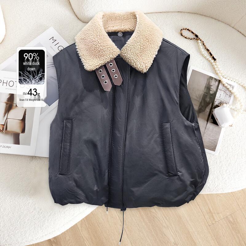 

Sibaishe Women s 90% Down Collared Color-Block Vest S