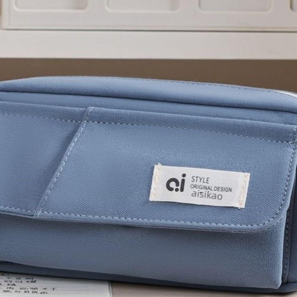 Multi-layer Simple Pencil Pouch Large Capacity Gel Pen Organizer Simple Student Pencil Case Gift