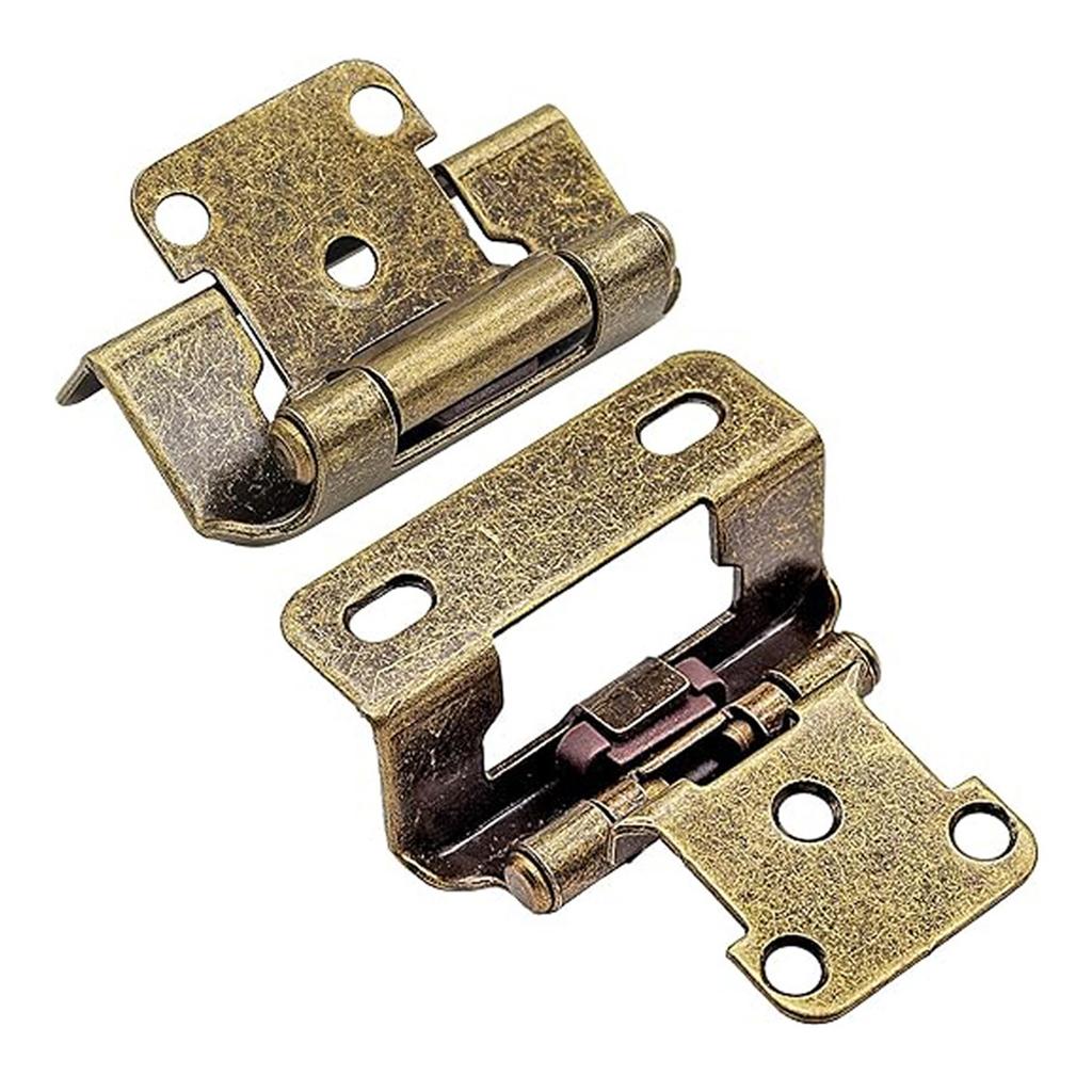 2pcs 1/2Inch Overlay Cabinet Steel Hinges W/screw Self-closing Spring Semi Partial Around Hidden RV Black/Silver/Antique Bronze