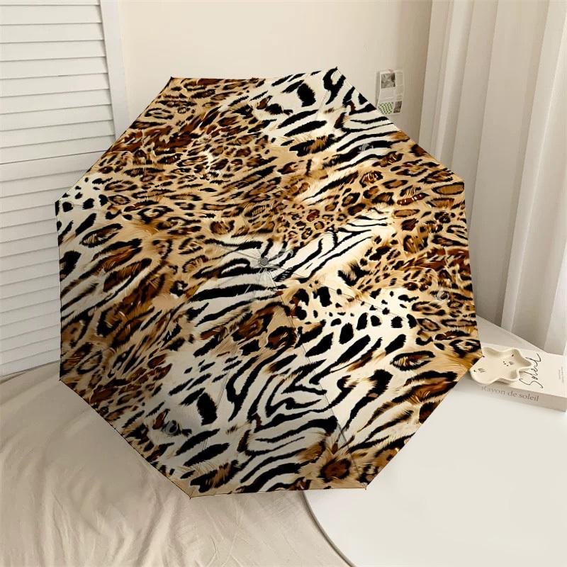 

1PC Leopard Print Tiger StripesUmbrella-8-Rib Reinforced, Automatic Open, Lightweight & Durable, Cute Fashion Accessory for Outdoor-P120