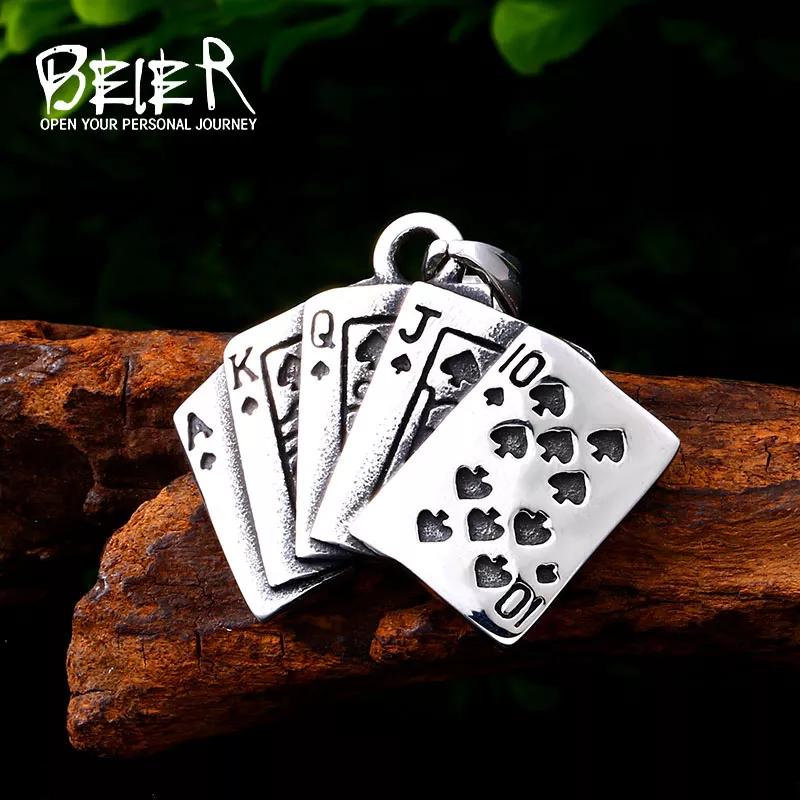 

Beier 2022 New Design Poker Ace of Spades Pendant Necklace For Men Women Heart Shape Jewelry For Gift Wholesale