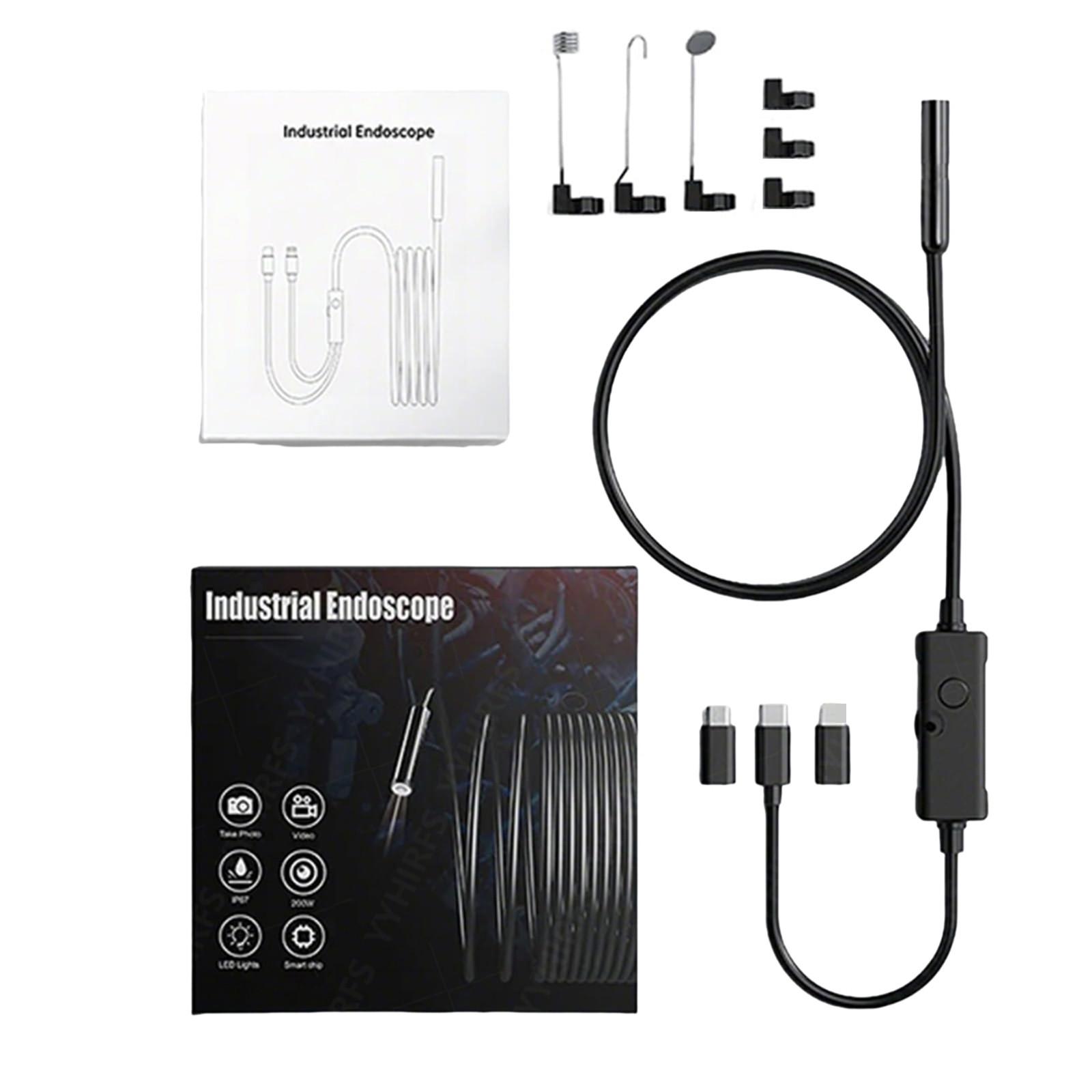 

FlexScope Pro – Инспекционная камера Plug & View с кабелем 5 м и сменными наконечниками для инструментов, 2,0 МП HD-камера, снимающая точно, для проверки, стоков, двигателей One Size чёрный