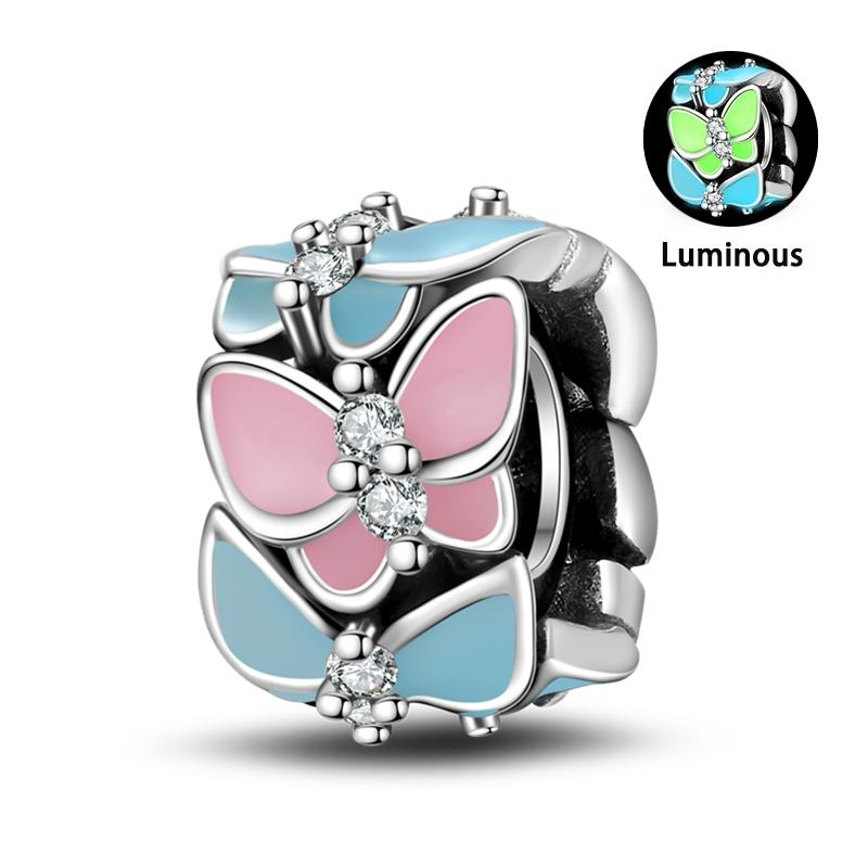 Charm Bead Components Compatible With Pan Copper Metal Firefly Ocean Star Butterfly Glowing Changing Color Trendy Authentic Original Bracelets Do It