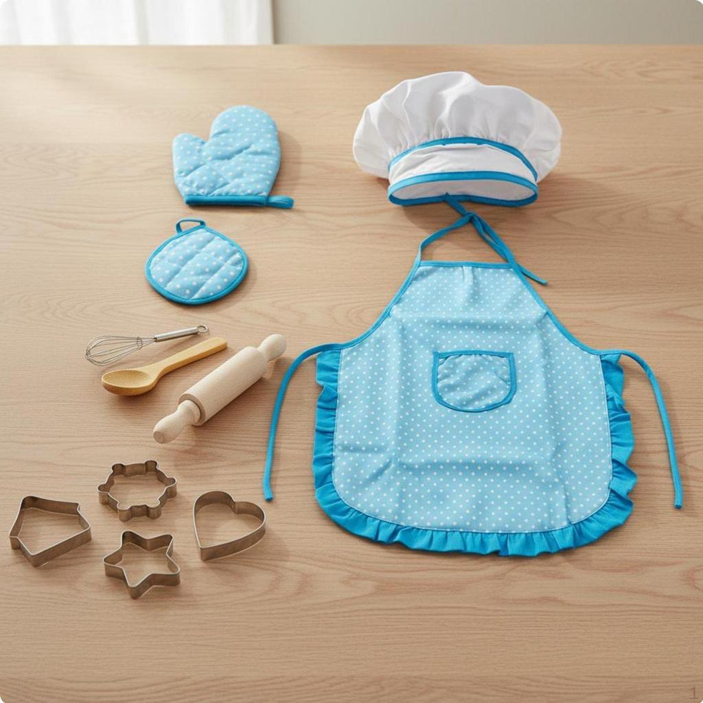 11 Pieces Kids Cooking Set Role Play Fun Children's Educational Toy Young Cook Costume