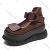 Fashion Comemore Wedge High Heels Shoes 2025 Spring Auutmn Retro Platform Women Shoes Punk Gothic Pumps Black Shallow Mouth Single Shoes