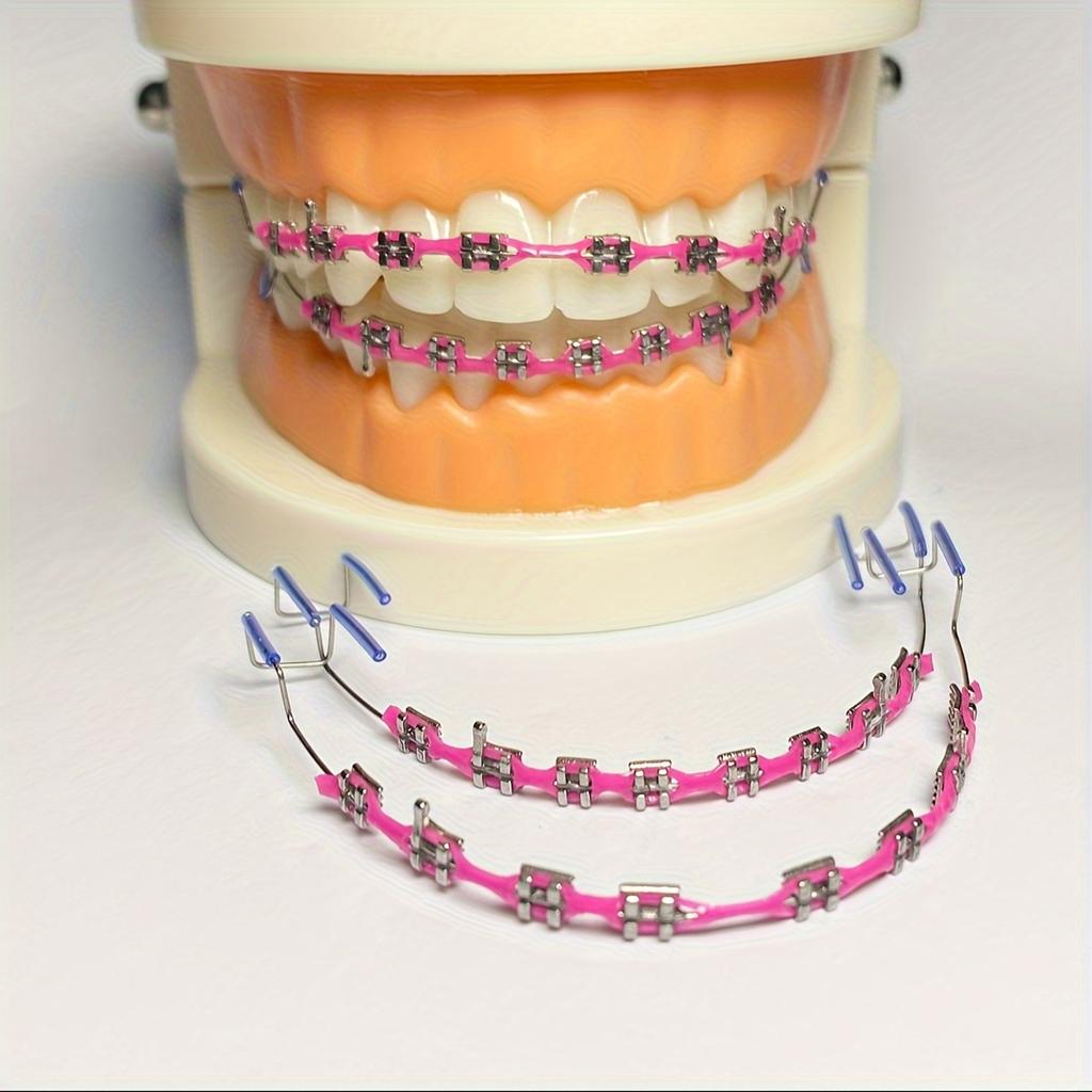 1 Paar Metallzahnspangen-Ketten-Set - Dentalmodell-Lehr- & Zahndekorationsset für Ober-/Unterkiefer-Passung, Freizeitparty-Kleidung