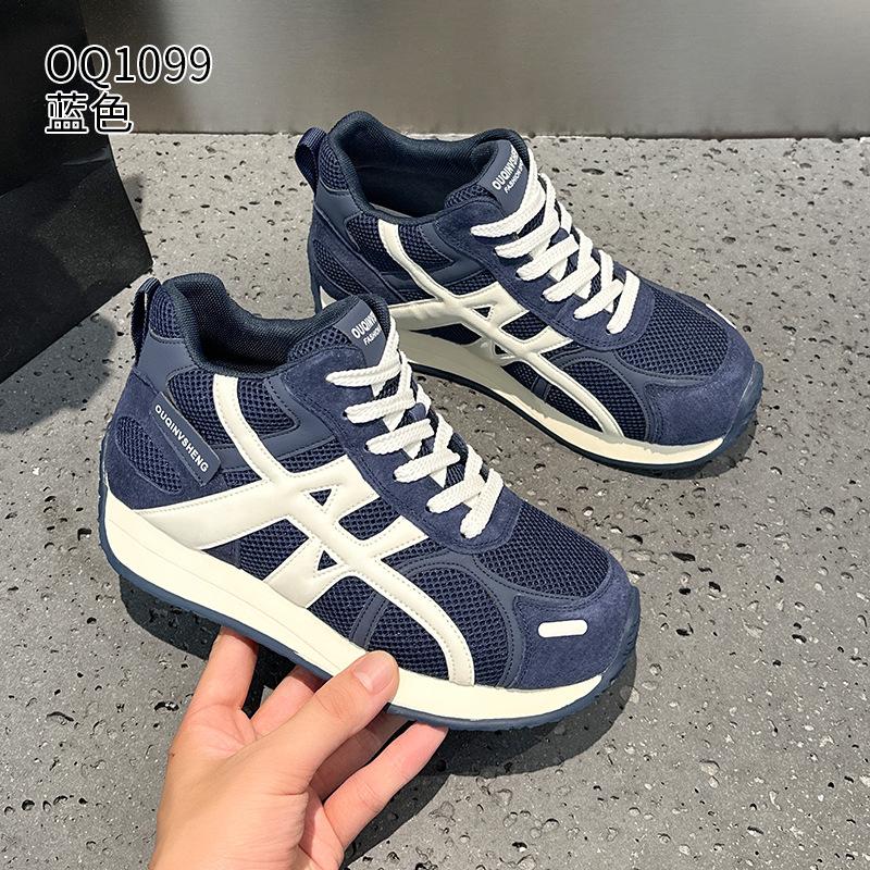 

Retro German training shoes autumn new dopamine leather platform sports and leisure Forrest Gump shoes 35 синий