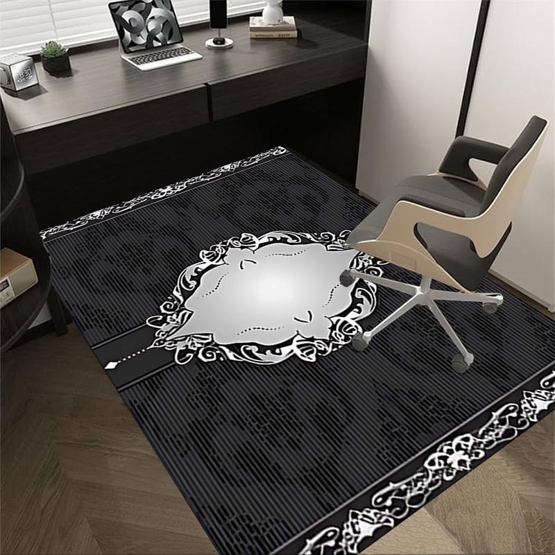

1PC Black and white, floral pattern Extra Large Non Slip Floor carpet, Office, family, bedroom Large Area Rug Indoor Rugs 60cm by 90cm