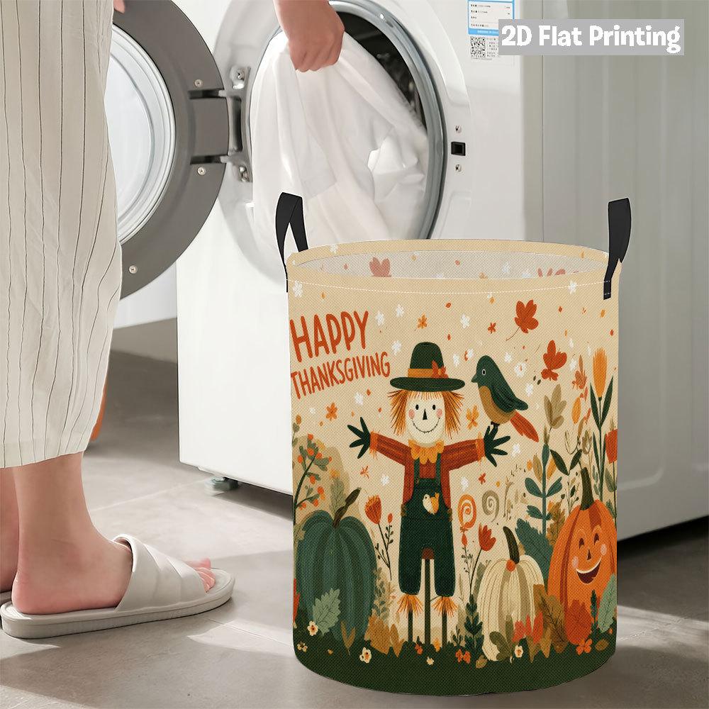 Collapsible Laundry Basket Large Round Waterproof Fabric Hamper Dirty Clothes Storage Bin Toy Organizer with Handles