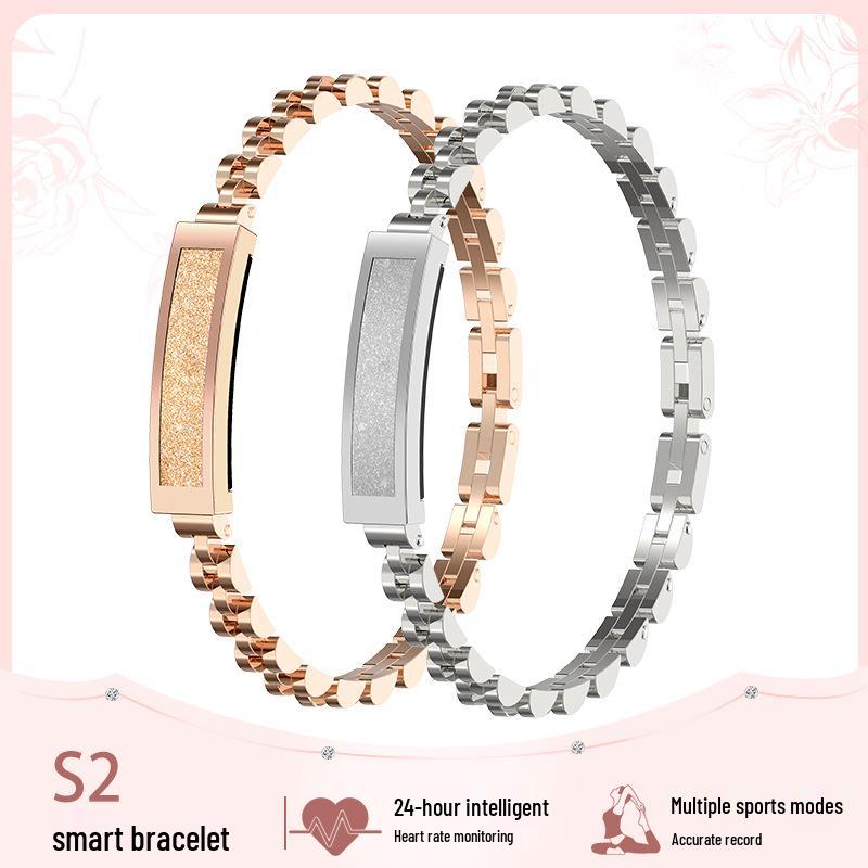 Women's S2 Smart Bracelet: Sleep Monitoring, Heart Rate & Blood Oxygen Tracking, Gesture Control for Photos, Versatile High-End Design.