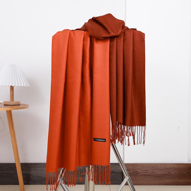 Double-sided Two-color Scarf for Women Autumn and Winter High End New Wool Scarf Shawl Imitation Cashmere Scarf