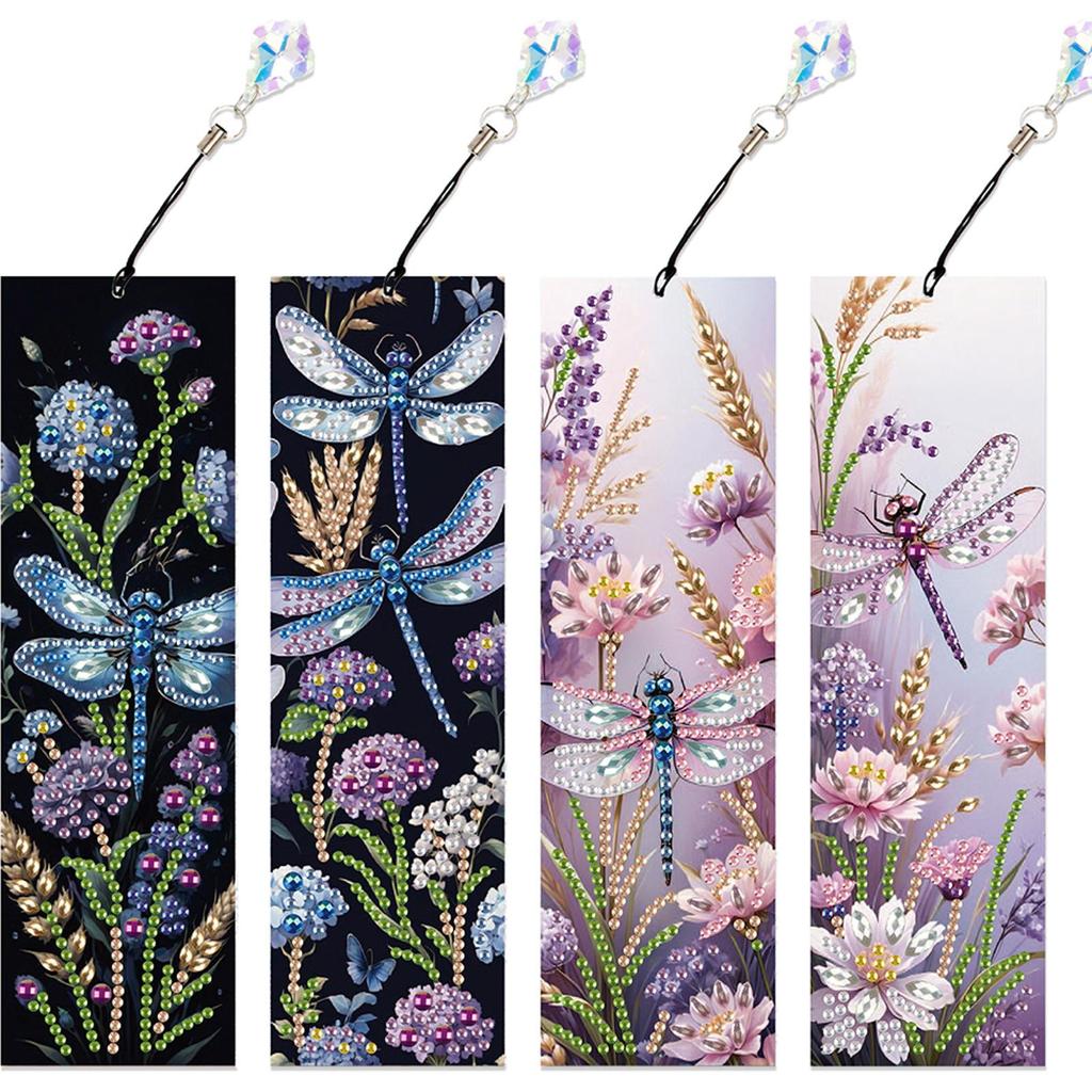 4Pcs DIY with Butterfly Pendants Diamond Painting Art Bookmarks Gift for Book Lovers Mosaic Art Supplies